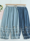 Cute Embroidered Denim Bloomers