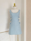 Blue Tweed Mini Dress