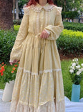 Royalcore Patchwork Drawstring Linen Dress