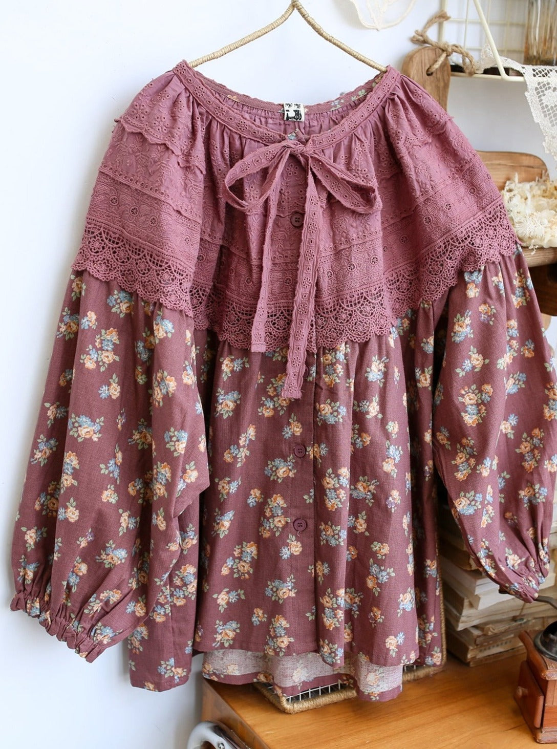 Farmcore Cotton Lace Patchwork Floral Shirt– The Cottagecore