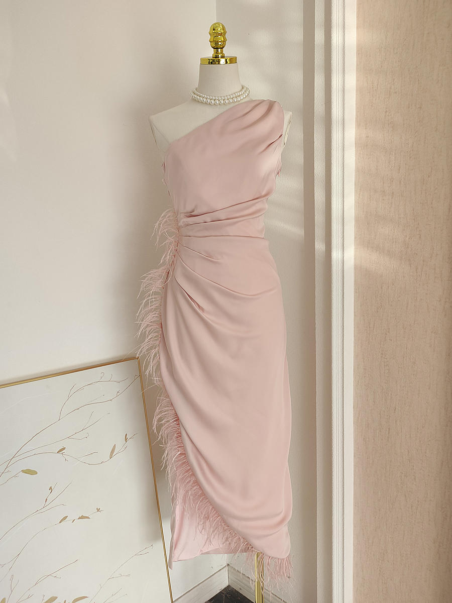 Pink Feather Prom Dress– The Cottagecore