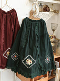 Forest Girl Embroidered Corduroy Skirt