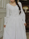 Royal V-neck Lace Trim Ivory Dress