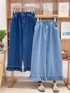 Cotton Jeans Wide Leg Pants