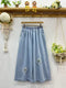 Cute Embroidered Demin Crop Pants