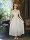 Square Neckline White Vintage Dress