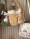 Cute Embroidered Corduroy Cross-Body Shoulder Bag