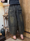 Drawstring Wide Leg Crop Jeans