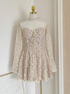 Vintage Butterfly Lace Puffy Dress(With Pad)