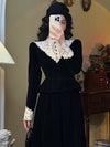 Vintage Elegant Lace Velvet Fake 2pcs Dress