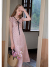 Pink Polka Dot Satin Dress