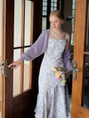 Cottagecore Fairy Beaded Lavender Dress + Knitted Cardigan