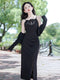 Elegant Black Slip Dress + Cardigan 2pcs Set