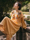 Vintage Embroidered Flower Knitted Dress