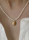 Rose Pendant Freshwater Pearl Necklace