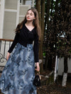 Romantic Embroidery Butterfly Faked 2pcs Dress