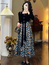 Vintage Butterfly Embroidery Long Sleeve Dress