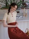 Vintage Knit Top / Plaid Skirt
