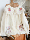 Doll Collar Embroidered Fleece Top