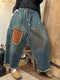 Tassel Hem Patchwork Wide Leg Jeans