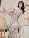 Painting Print Slip Dress + Cardigan 2pcs Set (Copy)