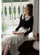 Lace Collar Knit Top + Ruffled Skirt