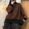 Oversized Fit Stand Collar Fleece Lined Sweatshirt