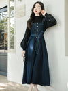 Vintage Sweater+Denim Pinafore Dress 2pcs Set