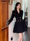 Black V Neck Long Sleeve Mini Dress