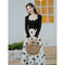 Black White Knit Top + Polka Dot Skirt 2pcs Set