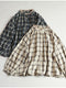 Mori Kei Lace Collar Plaid Blouse