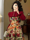 Vintage Faked 2pcs Floral Dress