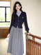 Academia Faked 2 pcs Knitited Top + Pleated Skirt