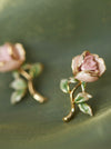 Vintage Enamel Rose Earrings