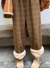 Warm Fleece Line Plaid Pants