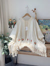 Crocheted Tassel Hem Cardigan