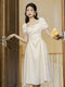 Elegant White Jacquard Dress