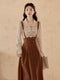 Vintage Overall Dress + Blouse 2pcs Set