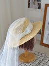 Vintage Straw Hat With Veil