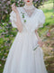 Fairy Stand Collar Ruffled Lace Dress