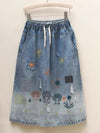 Cute Embroidered Denim Skirt