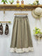 Lace Hem Checkered Crop Pants