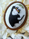All Handmade Wood Frame Cute Cat Brooch