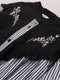 Embroidered Collar Striped Dress