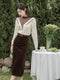 Vintage Frilled Collar Top + Long Skirt