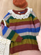 Lace Collar Colorful Striped Sweater