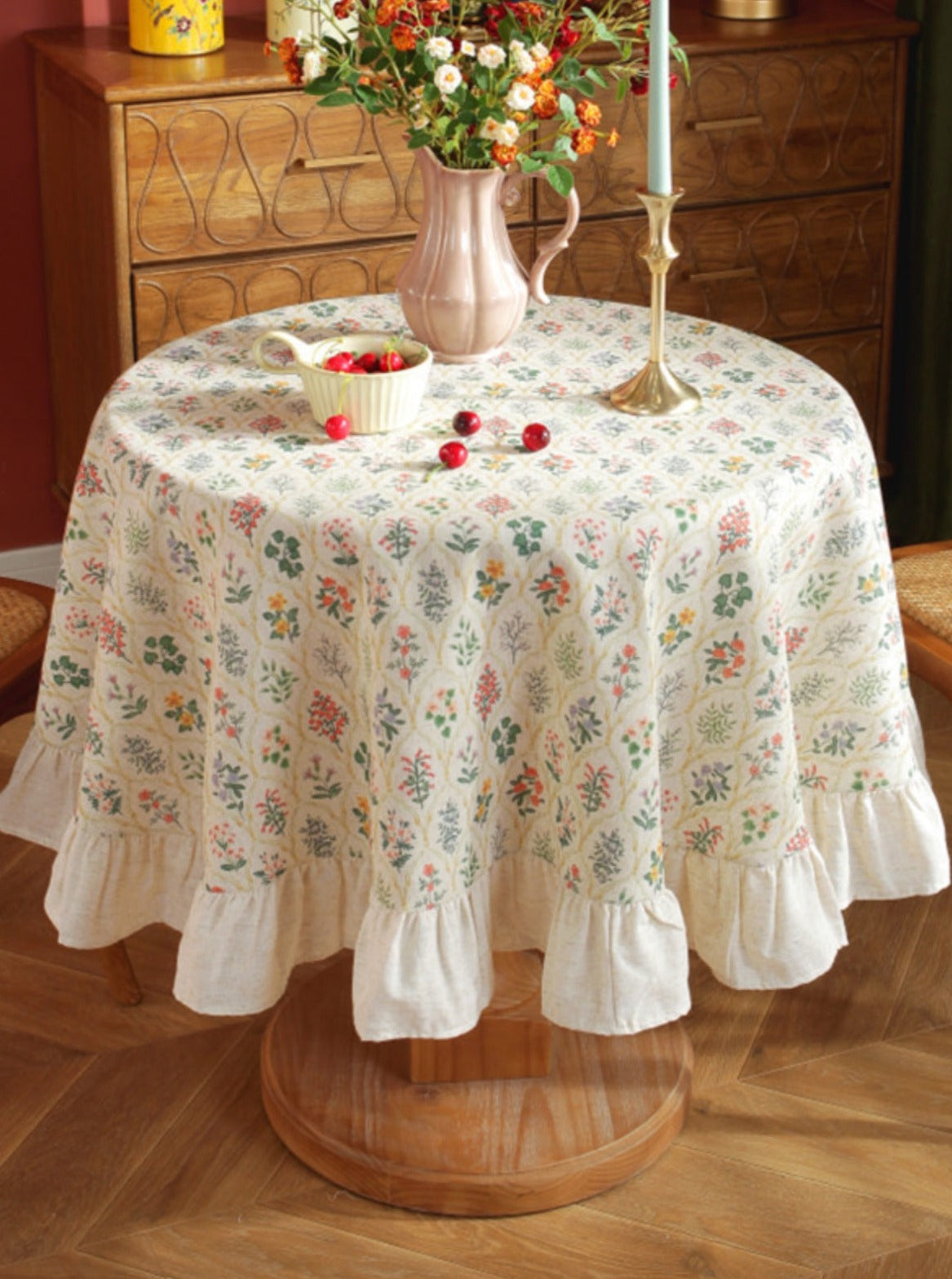 Circle Ruffle Tablecloth Rustic Ruffled Round Tablecloth– The Cottagecore