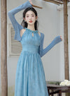 Blue Fairy Dress + Knit Cardigan 2pcs Set