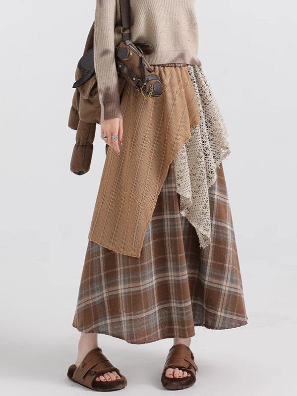 Irregular Layer Plaid Skirt