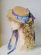 Dedicate Blue Flowers Straw Flat Hat